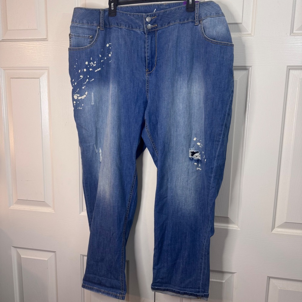 NWT‎ Lane Bryant Weekend Jeans Womens Size 28 Distressed Boyfriend Denim - Picture 5 of 5